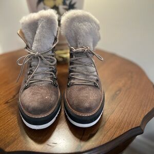 Women's Gray Fur-Lined Boots